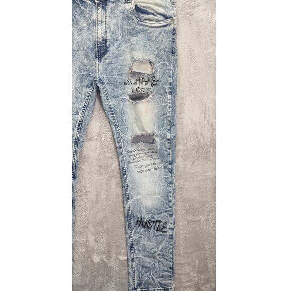 Road Narrows NYC Mens Drip Savage Distressed Denim Skinny Slim Jeans - Picture 4 of 8